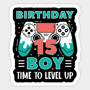 15th Birthday Boy Gamer Funny B-day Gift For Boys kids toddlers Sticker